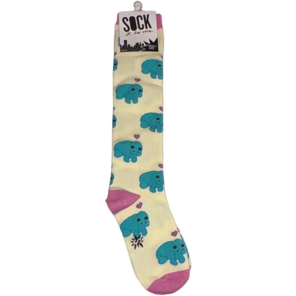 NWT Sock it to me Manatee Knee High Socks Women's tall socks blue/pink size 5-10